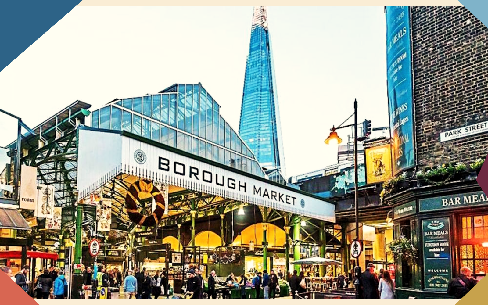 Borough Market and its crowd framed in the Nexus Azeo editorial colour system